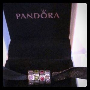 Silver with pink stones spacer charm